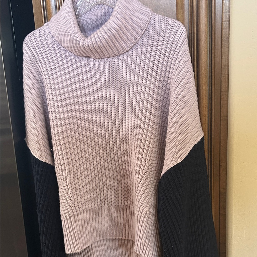 Cozy Two-Tone Wool Turtleneck Sweater